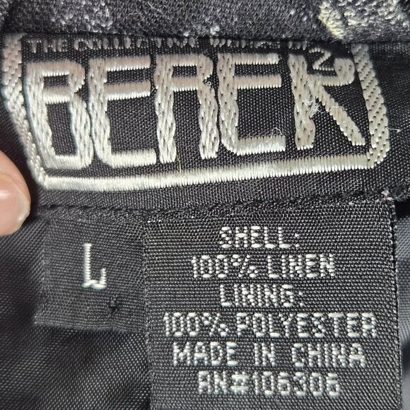 Berek2 Size Large Black White Animal Print Blazer Button Front Mandarin Collar - Picture 10 of 12